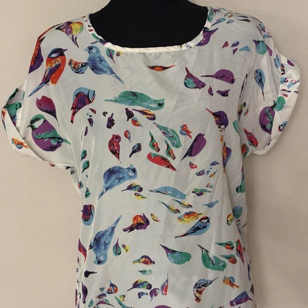 Liva Girl Colorful Birds Print Top